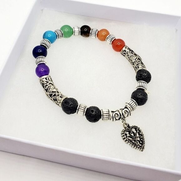 Hand Crafted Pride Gemstone Stretch Bracelet - Picture 3 of 10